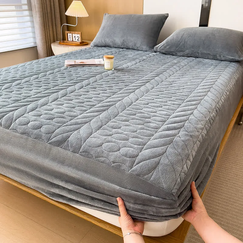 Einfaches Spannbettlaken aus Fleece mit Weizenähren