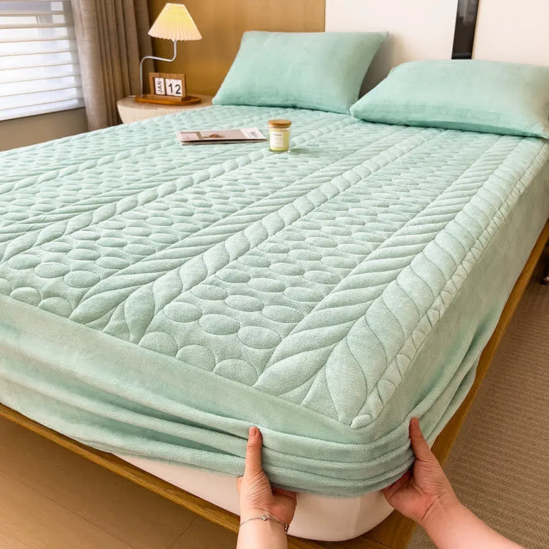 Einfaches Spannbettlaken aus Fleece mit Weizenähren