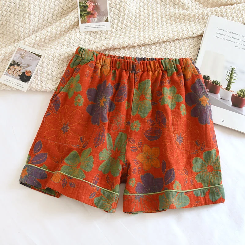 Sommer-Pyjama-Shorts aus doppellagigem Gaze
