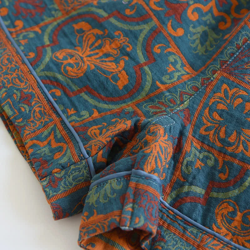 Jacquard-Pyjamashorts aus reiner Baumwolle im Retro-Stil