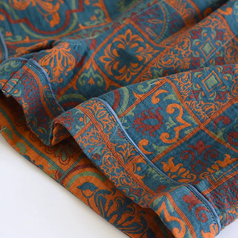 Jacquard-Pyjamashorts aus reiner Baumwolle im Retro-Stil