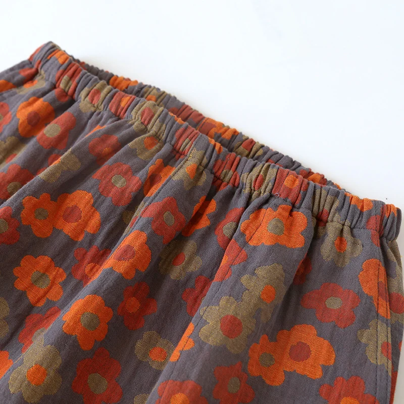 Weiche Pyjama-Shorts aus Baumwollgaze mit Blumenmuster