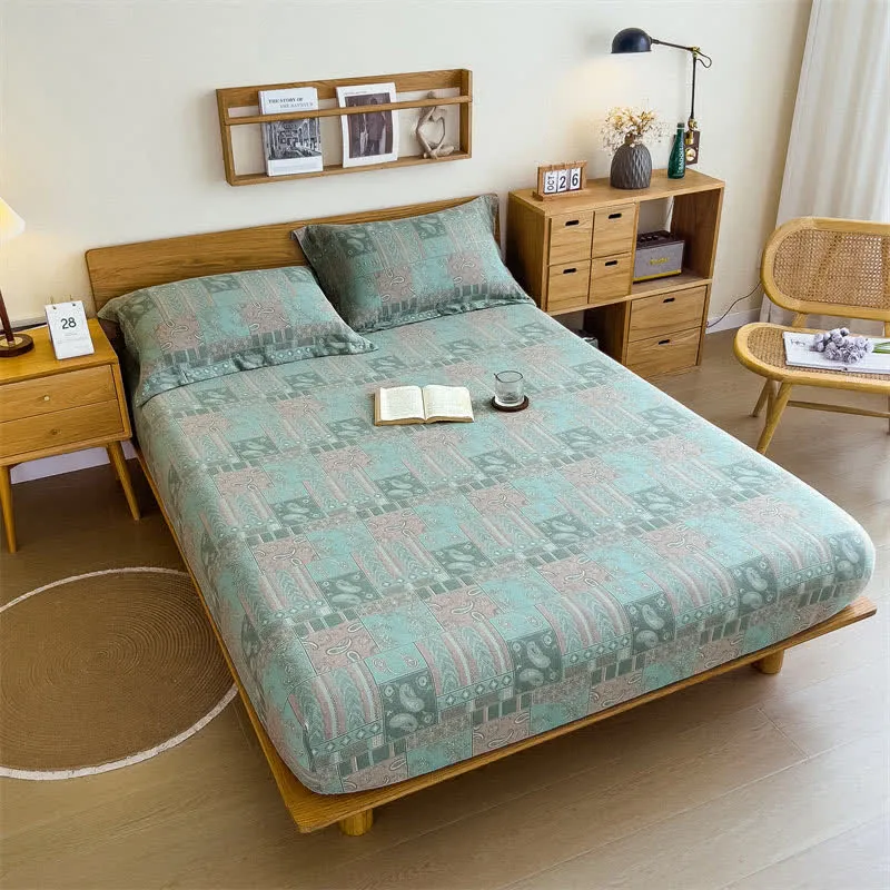 Spannbettlaken aus Baumwollgaze im Vintage-Paisley-Stil