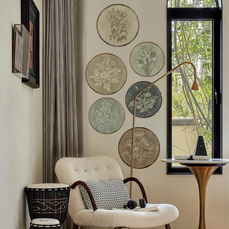 Abnehmbare Wandaufkleber mit versteckter Klebefläche und Blumenmotiven