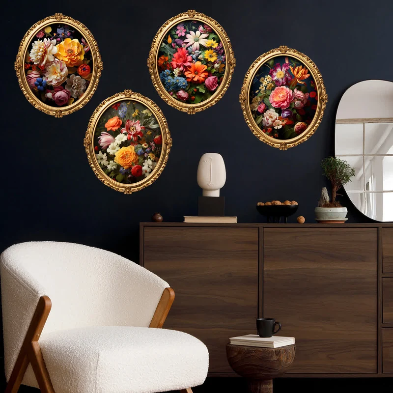 Selbstklebende Wandaufkleber „Vintage Blumen“