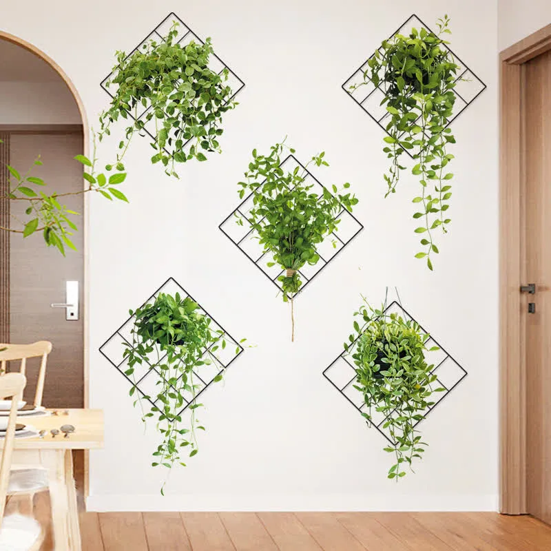 3D-Wandaufkleber mit botanischen Motiven im Topf