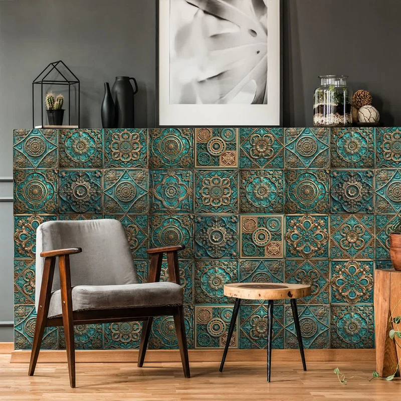 Wasserfeste Fliesenaufkleber im Vintage-Mandala-Stil (10 Stück)