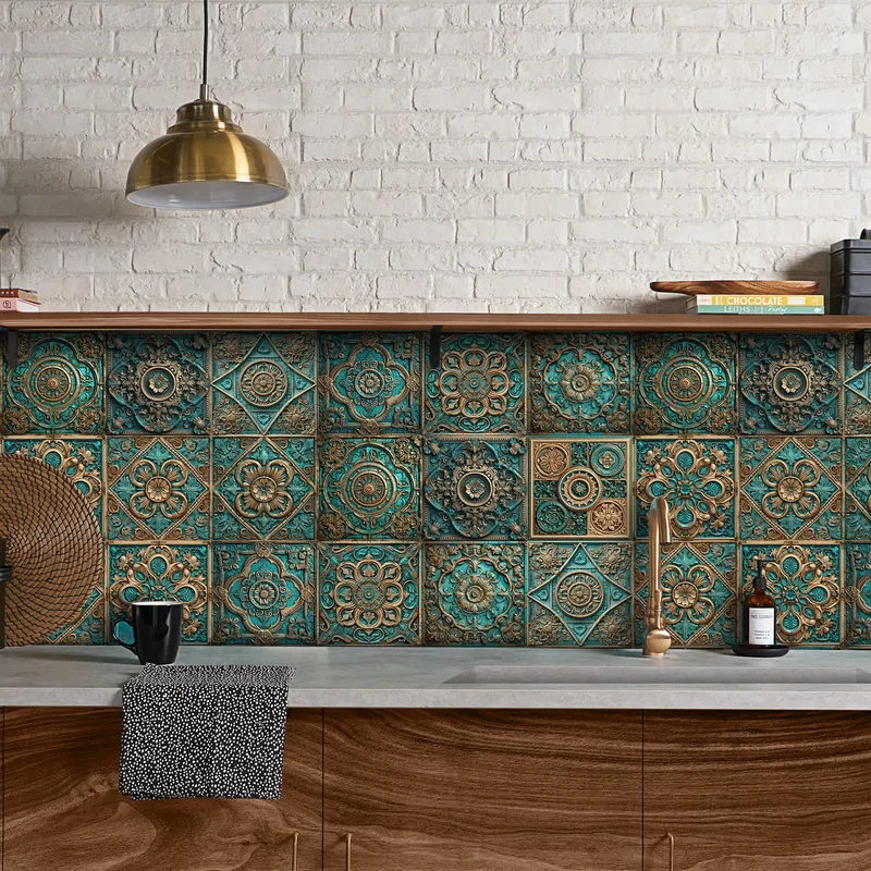 Wasserfeste Fliesenaufkleber im Vintage-Mandala-Stil (10 Stück)