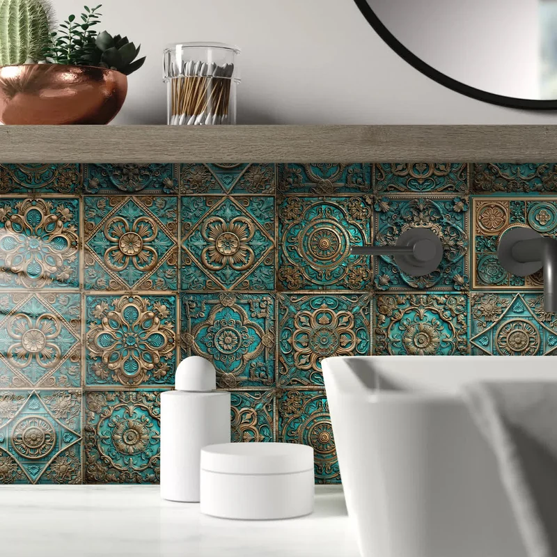 Wasserfeste Fliesenaufkleber im Vintage-Mandala-Stil (10 Stück)