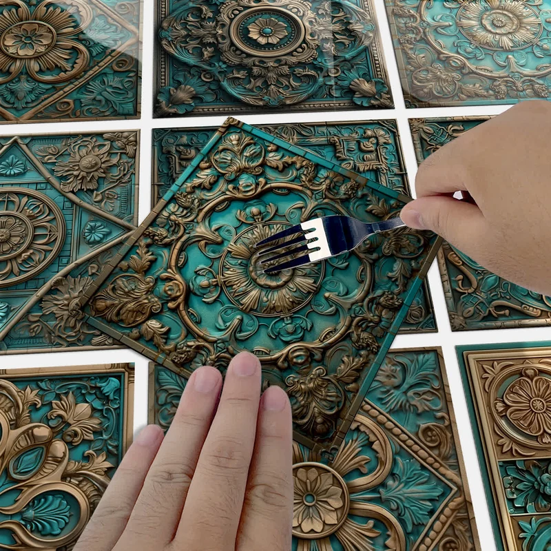 Wasserfeste Fliesenaufkleber im Vintage-Mandala-Stil (10 Stück)