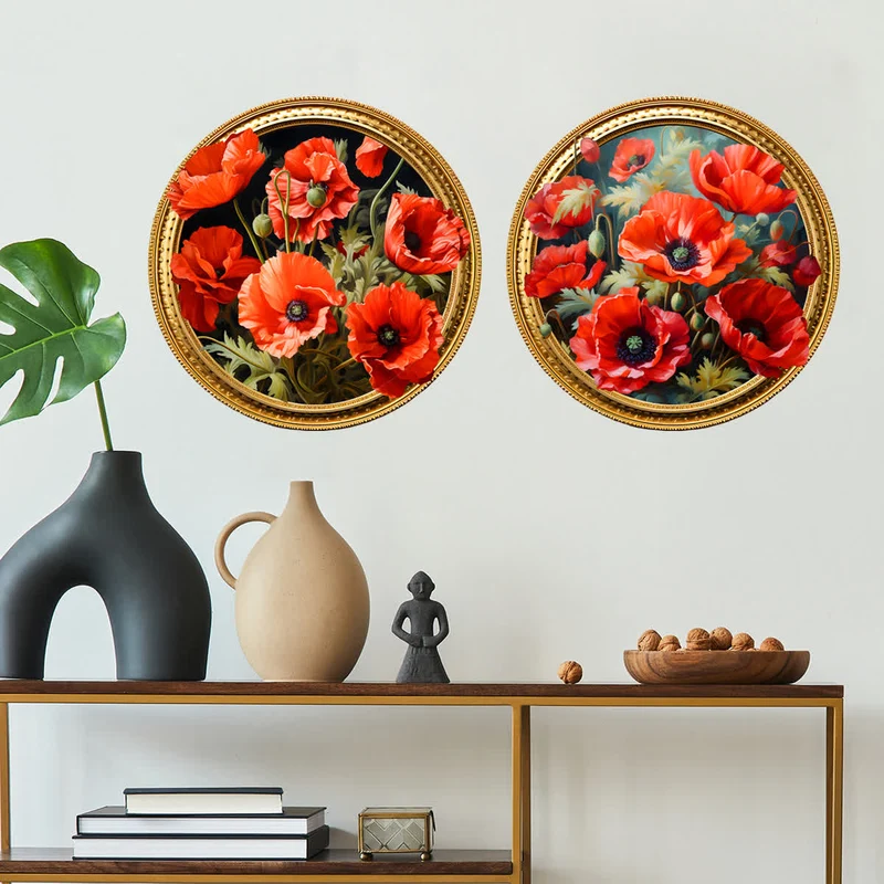 Selbstklebende runde 3D-Blumen-Wandaufkleber