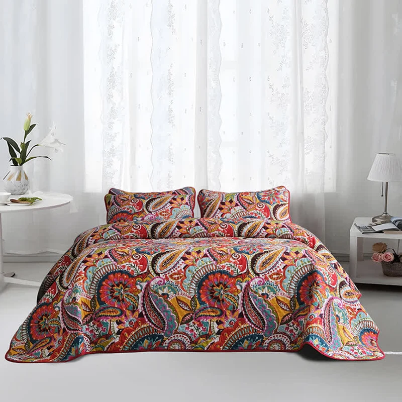 Elegantes Steppbettwäscheset im Bohemian-Stil (3-teilig)