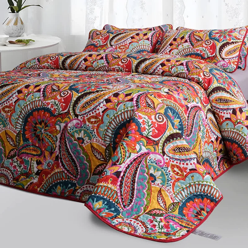 Elegantes Steppbettwäscheset im Bohemian-Stil (3-teilig)