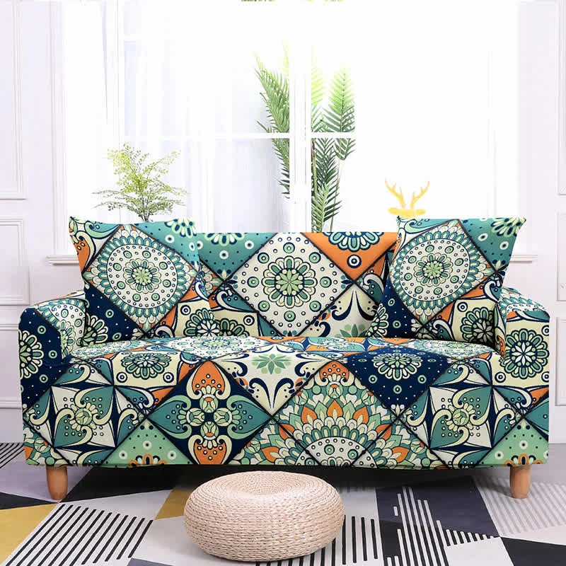 Ownkoti Elastischer, dehnbarer Sofabezug mit Retro-Muster
