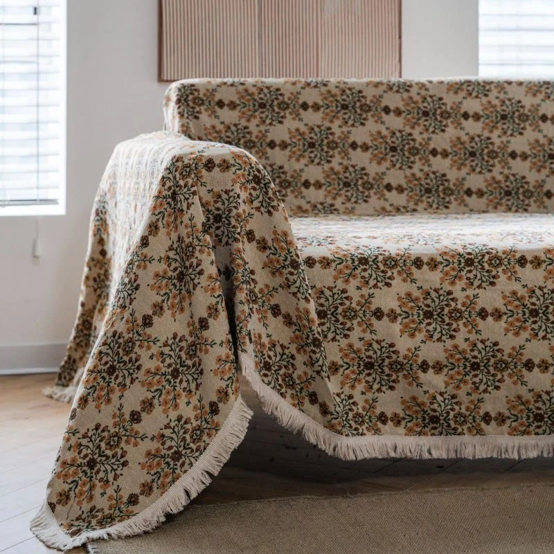 Sofaschoner mit Jacquard-Quaste und Pflaumenblütenmuster