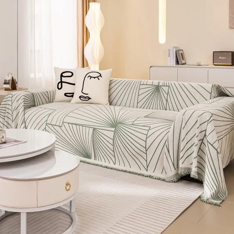 Chenille-Sofaschoner mit modernen abstrakten Linien