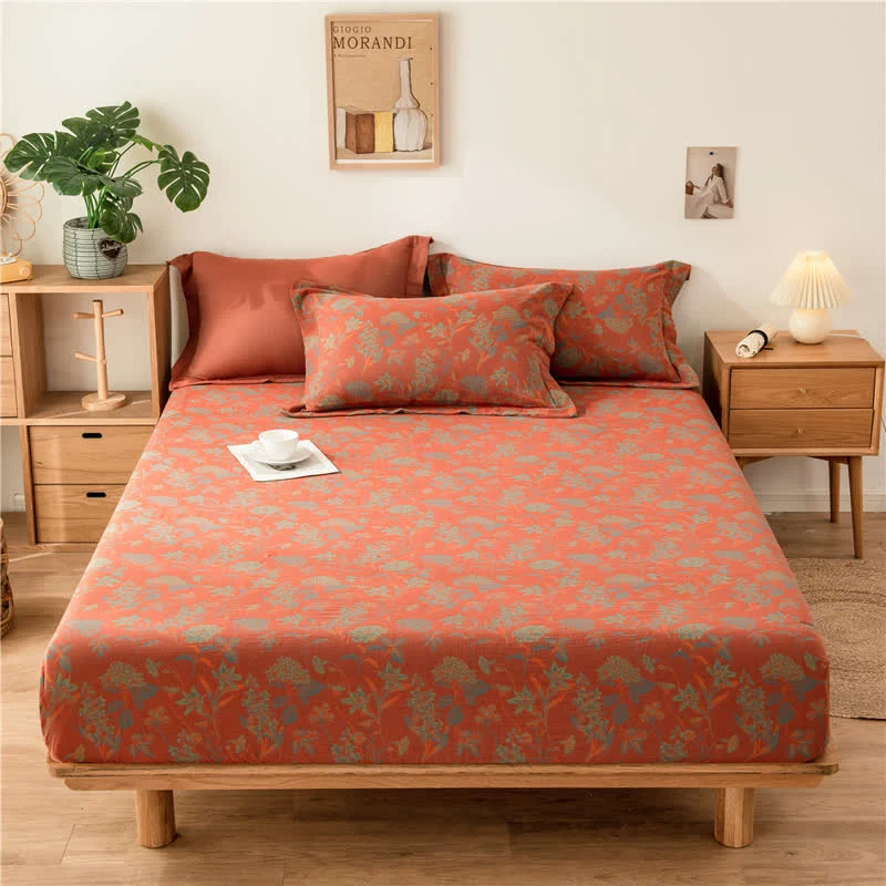 Weiches Spannbettlaken aus Baumwollgaze mit Vintage-Blumenmuster