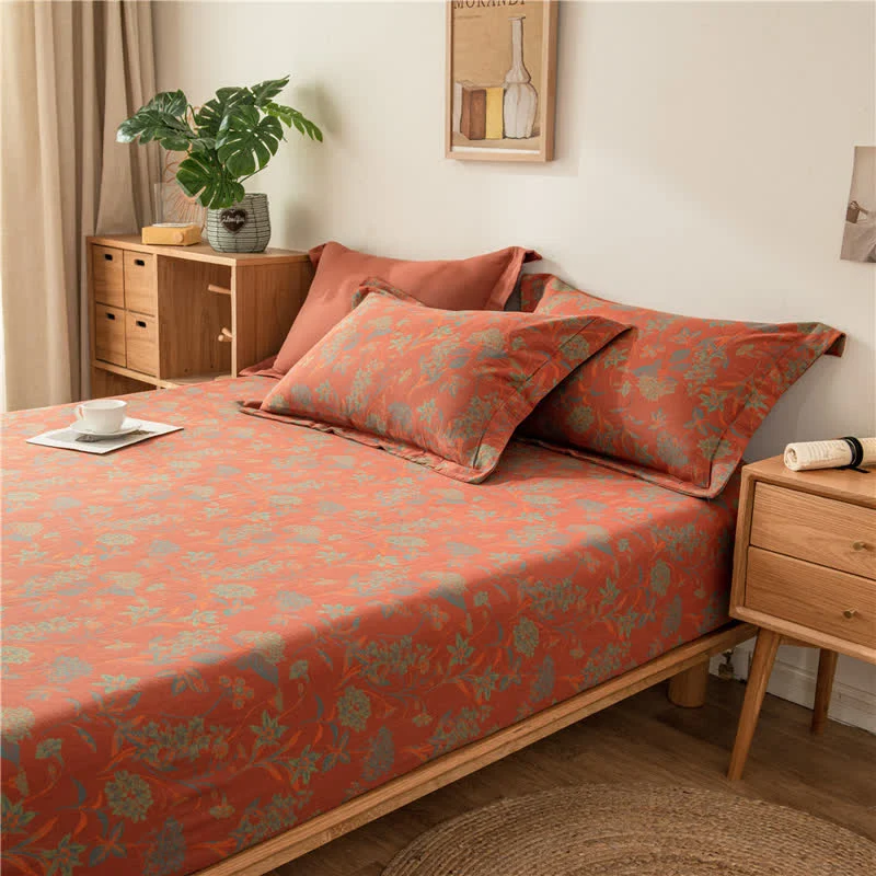 Weiches Spannbettlaken aus Baumwollgaze mit Vintage-Blumenmuster