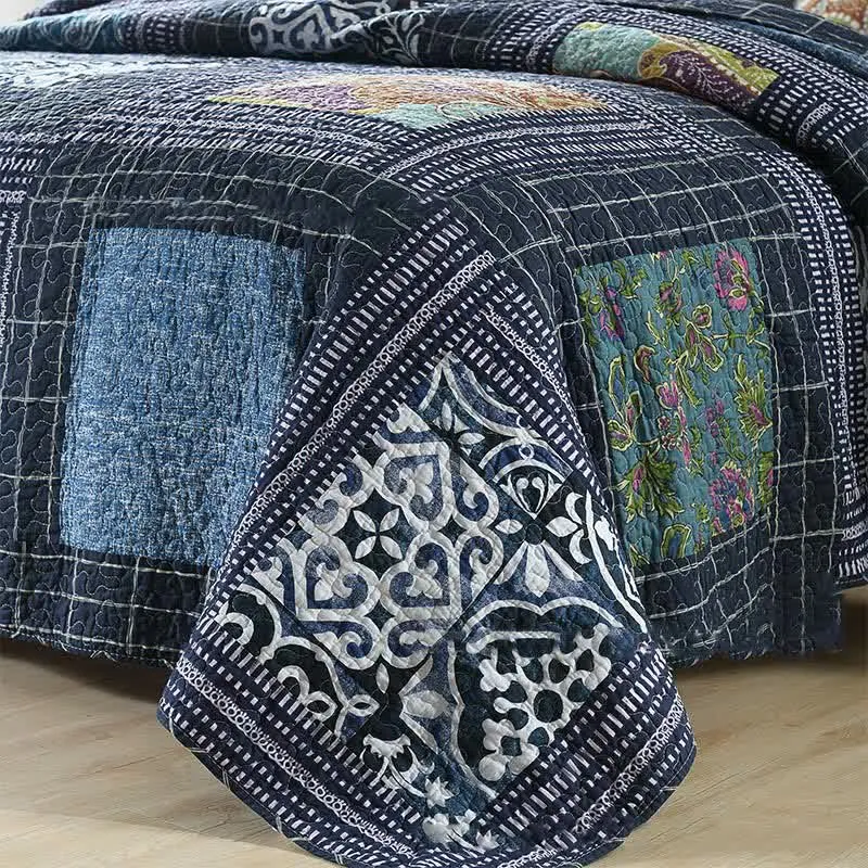 Gestepptes Bettwäscheset aus Baumwolle mit Retro-Paisleymuster (3-teilig)