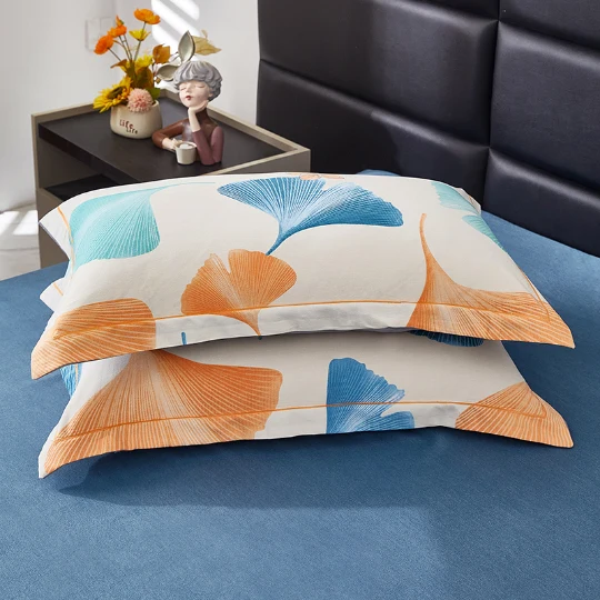 Ländliches Ginkgoblatt-Bettwäscheset aus Baumwolle (4-teilig)