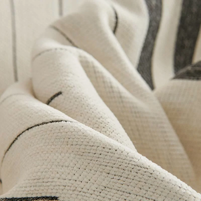 Sofaschoner aus Chenille mit geraden Streifen und Quasten