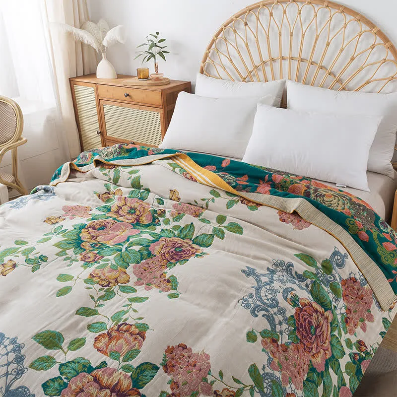 Weiche Sofadecke aus Baumwolle mit eleganter Rose