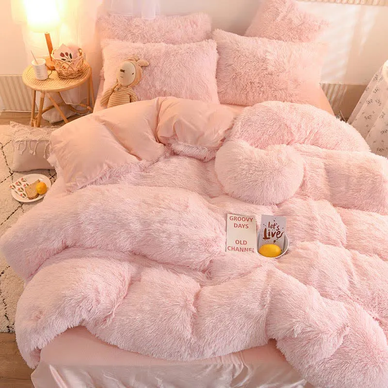 Flauschiges Bettwäscheset Bettbezug & Kissenbezug