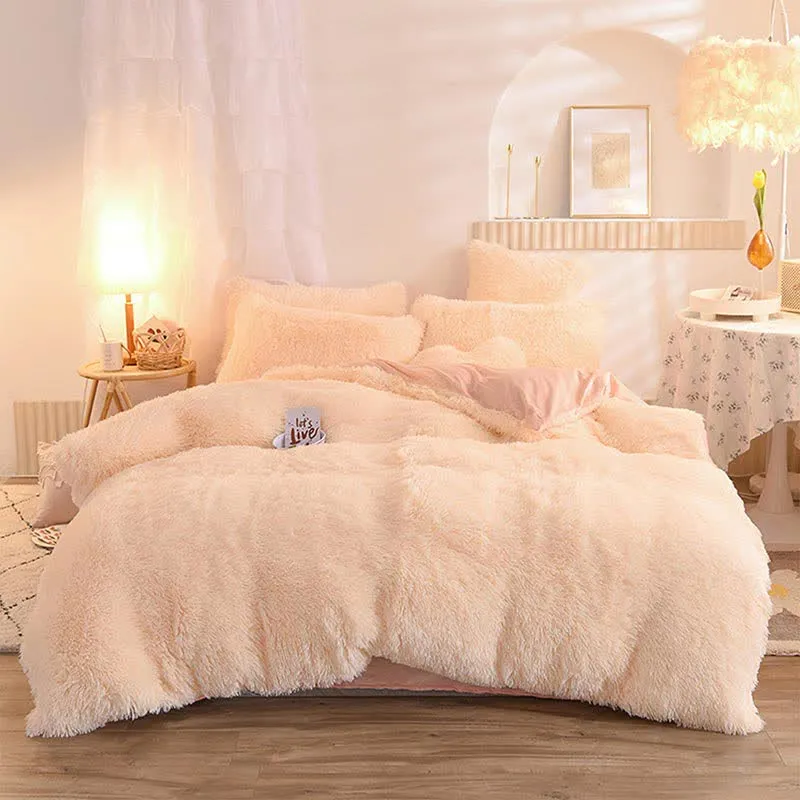 Flauschiges Bettwäscheset Bettbezug & Kissenbezug