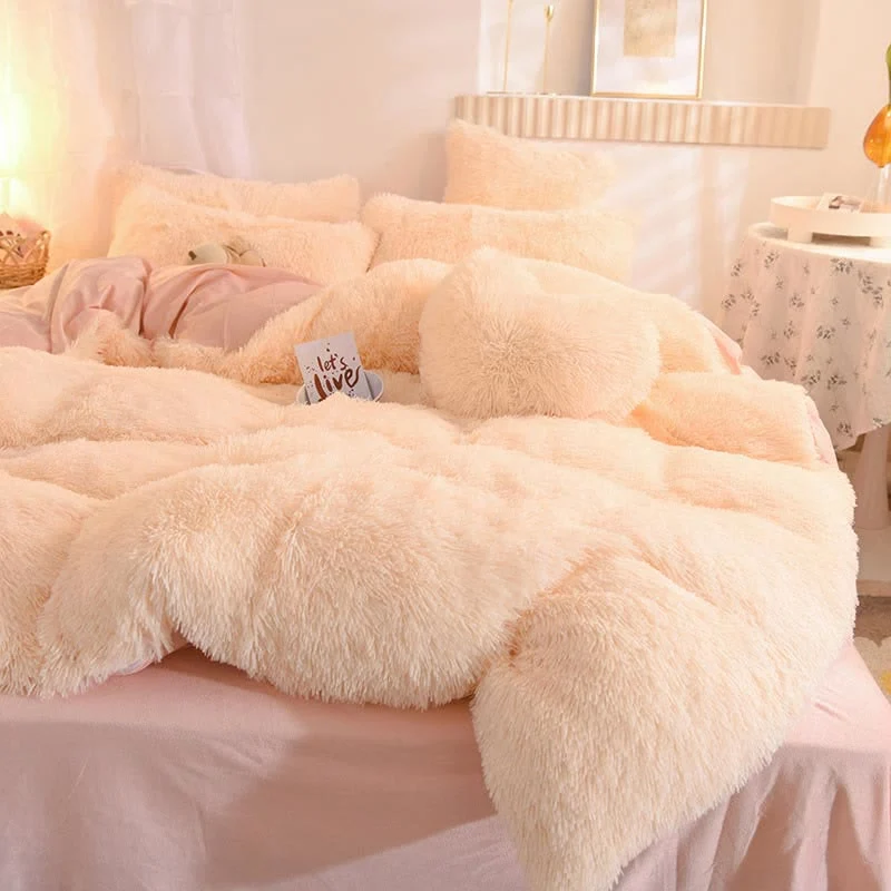 Flauschiges Bettwäscheset Bettbezug & Kissenbezug