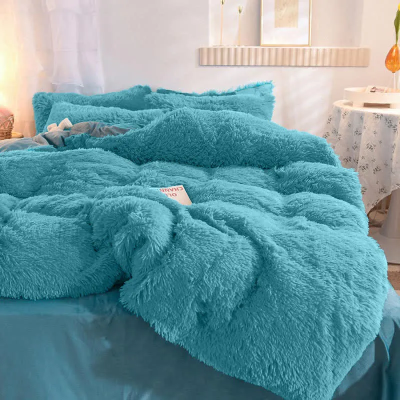 Flauschiges Bettwäscheset Bettbezug & Kissenbezug