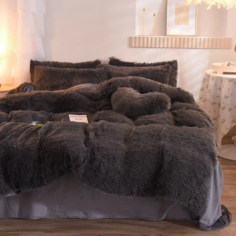 Flauschiges Bettwäscheset Bettbezug & Kissenbezug