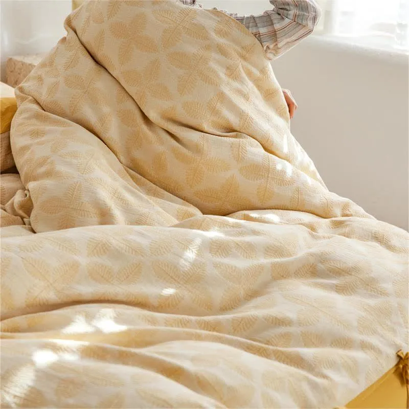 Bettwäscheset aus Baumwollgaze mit Jacquard-Krawatte (4-teilig)