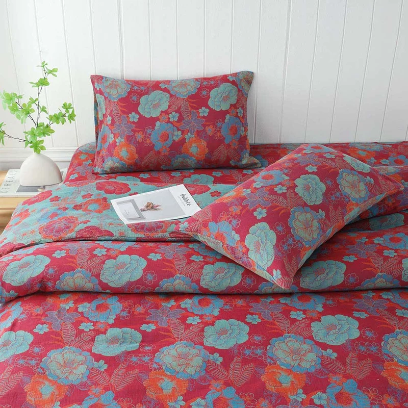 Doppellagige Gaze-Kissenbezüge mit Jacquard-Blumenmuster (2 Stück)