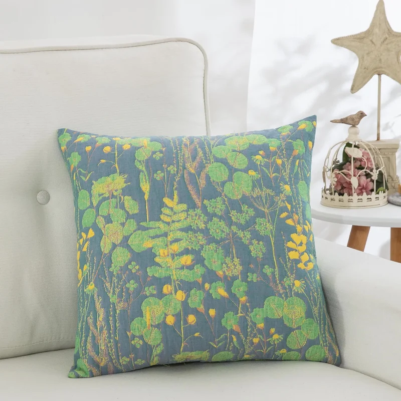 Lotus Pond Jacquard-Kissenbezüge aus Baumwollgaze (2 Stück)