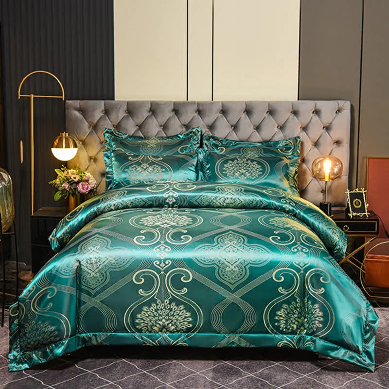 Weiches Vintage-Bettwäscheset aus Satin-Jacquard (4-teilig)