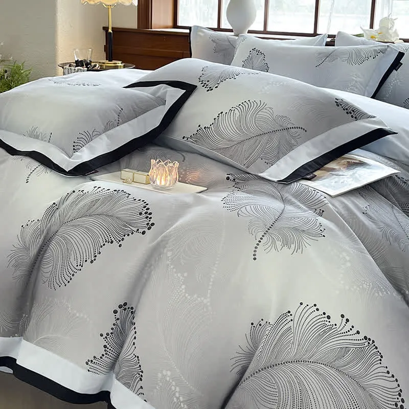 Luxuriöses Bettwäscheset aus gebürsteter Baumwolle mit Blumenmuster (4-teilig)