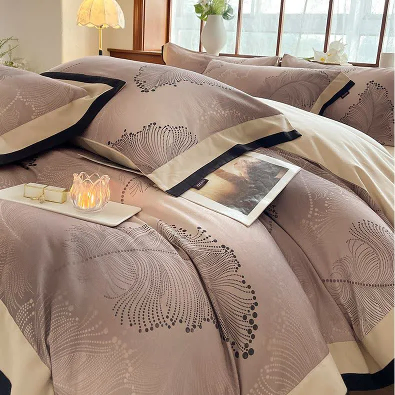 Luxuriöses Bettwäscheset aus gebürsteter Baumwolle mit Blumenmuster (4-teilig)