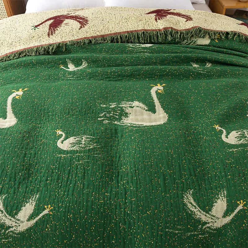 Elegante Sofadecke aus Gänse-Baumwollgaze mit Quasten