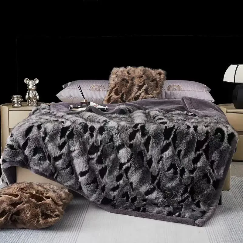 Weiche Überwurfdecke aus Jacquard-Winter-Kunstfell