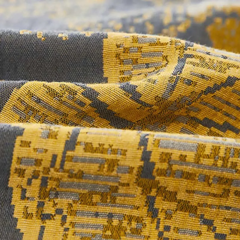 Baumwoll-Bettwäsche-Set mit gelbem Blattmuster (4-teilig)