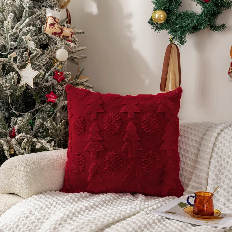 Jacquard-Kissenbezug mit Weihnachtsbaum-Dekoration