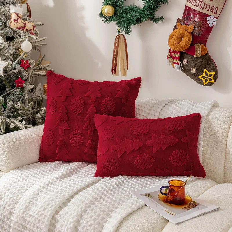 Jacquard-Kissenbezug mit Weihnachtsbaum-Dekoration