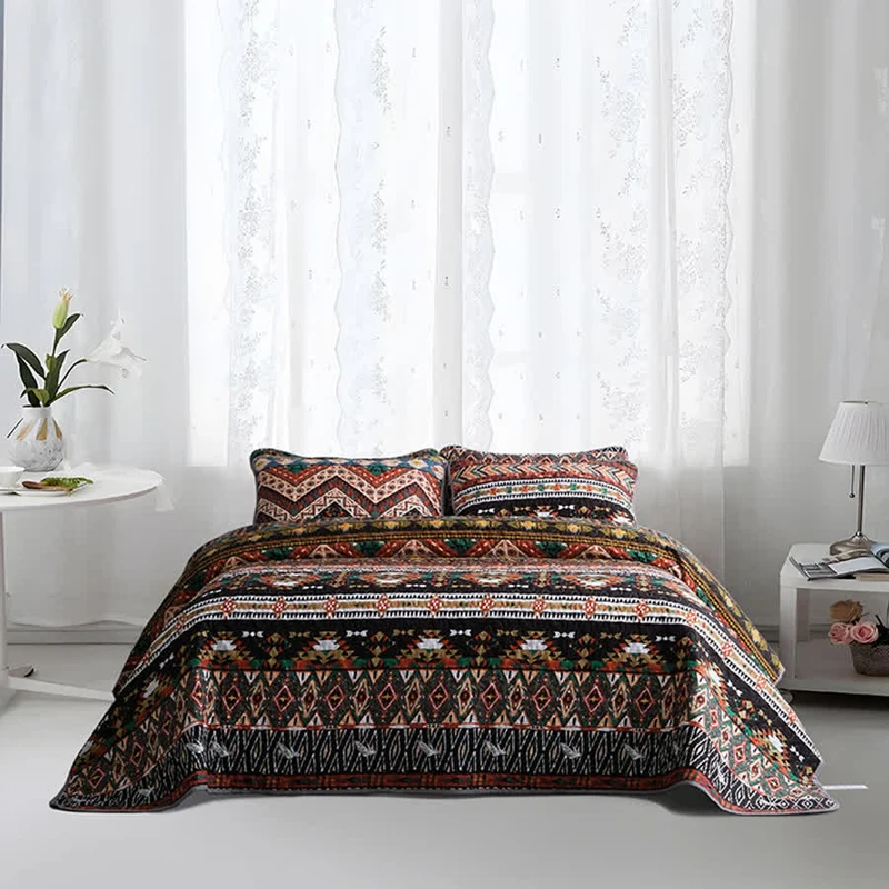 Gestepptes, atmungsaktives, weiches Bettwäscheset im Bohemian-Stil (3-teilig)