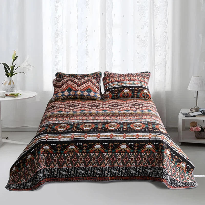 Gestepptes, atmungsaktives, weiches Bettwäscheset im Bohemian-Stil (3-teilig)