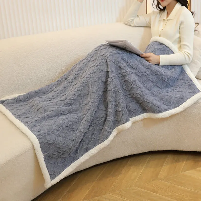 Warme Fleece-Schaldecke mit Argyle-Muster