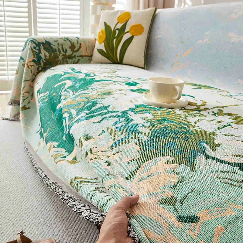Sofabezug mit Pflanzenmotiv im Retro-Malerei-Stil