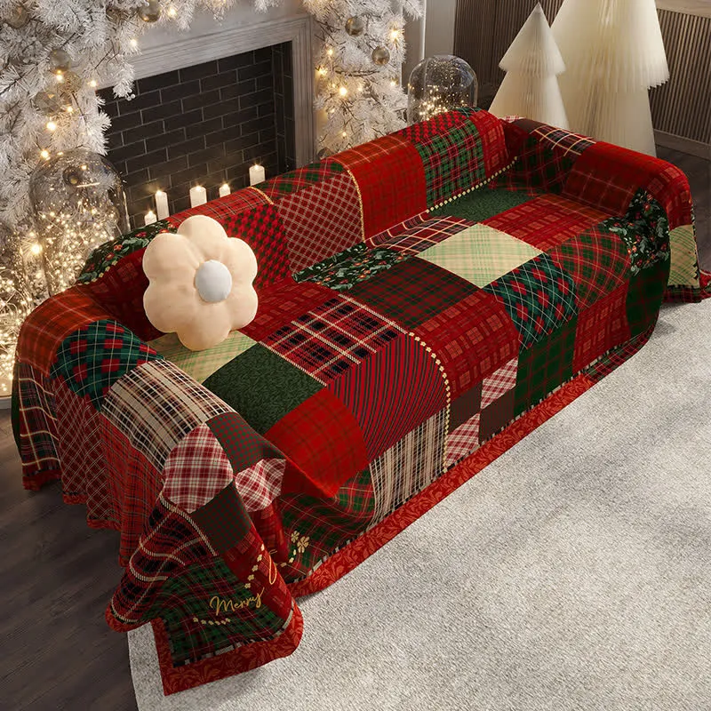 Luxuriöser Weihnachts-Sofabezug aus Chenille