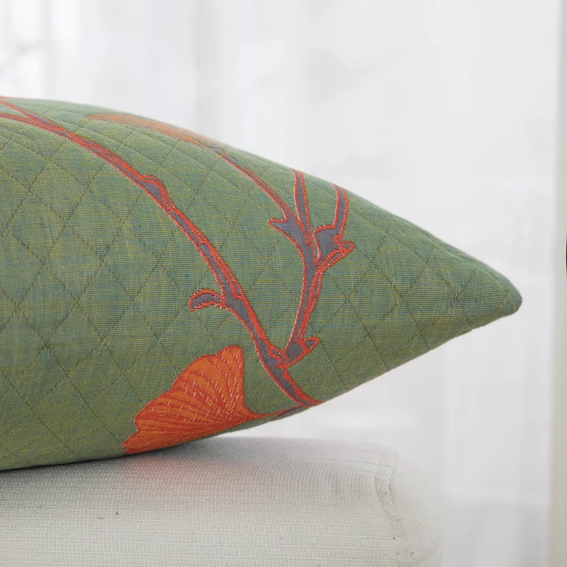 Kissenbezüge aus Baumwollgaze-Jacquard mit Ginkgoblättern (2 Stück)