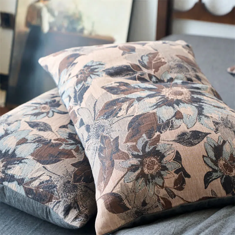 Garngefärbtes Bettwäscheset aus Baumwolle mit Jacquard-Blumenmuster (4-teilig)