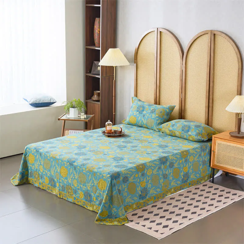 Atmungsaktives Jacquard-Bettwäscheset aus Baumwollgaze mit Blumenmuster (3-teilig)